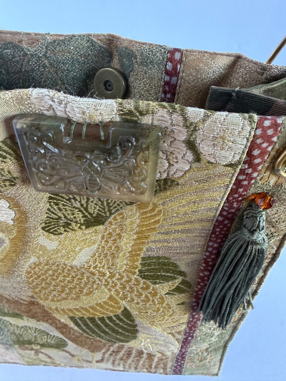 Signed Artisan Handbag - Vintage Japanese Silk Brocade Fabric
